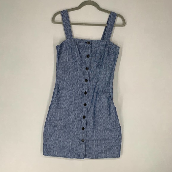 Derek Lam for Design nation Chambray Mini Dress 4 Button Sleeveless Thick Straps - Picture 1 of 10
